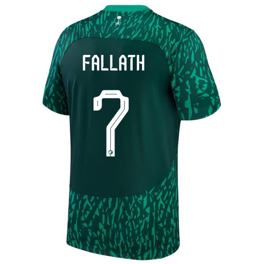 Enfant Maillot Arabie Saoudite Fahad Fallath #7 Vert Foncé Tenues Extérieur 22-24 T-shirt Suisse