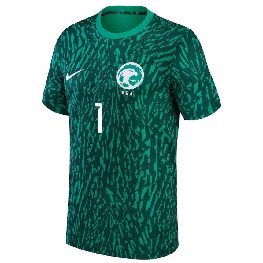 Enfant Maillot Arabie Saoudite Abdulrahman Alsanbi #1 Vert Foncé Tenues Extérieur 22-24 T-shirt Suisse