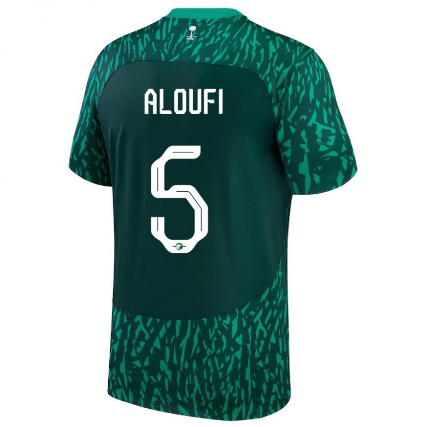 Enfant Maillot Arabie Saoudite Mohammed Aloufi #5 Vert Foncé Tenues Extérieur 22-24 T-shirt Suisse