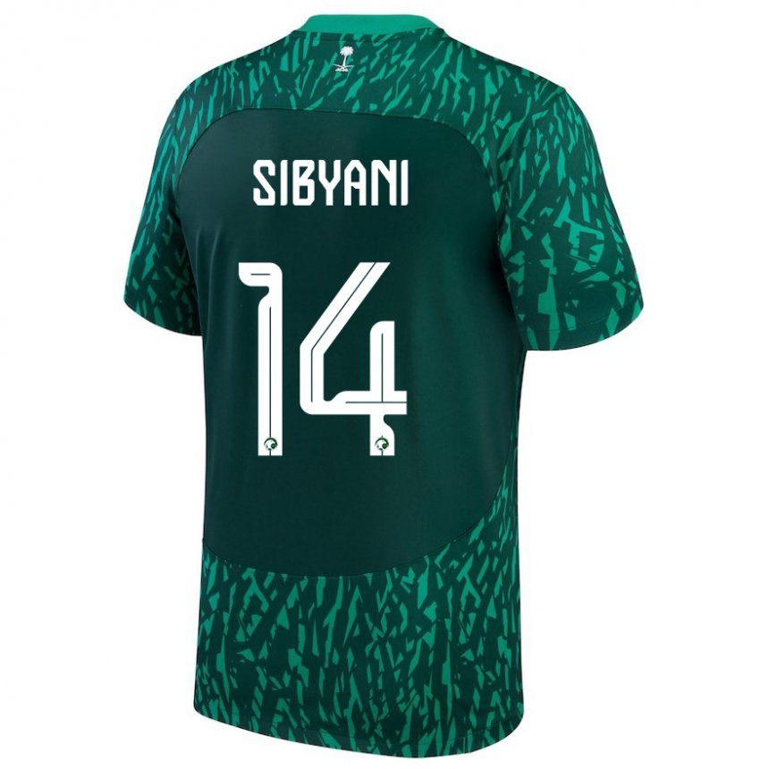 Enfant Maillot Arabie Saoudite Meshal Sibyani #14 Vert Foncé Tenues Extérieur 22-24 T-shirt Suisse
