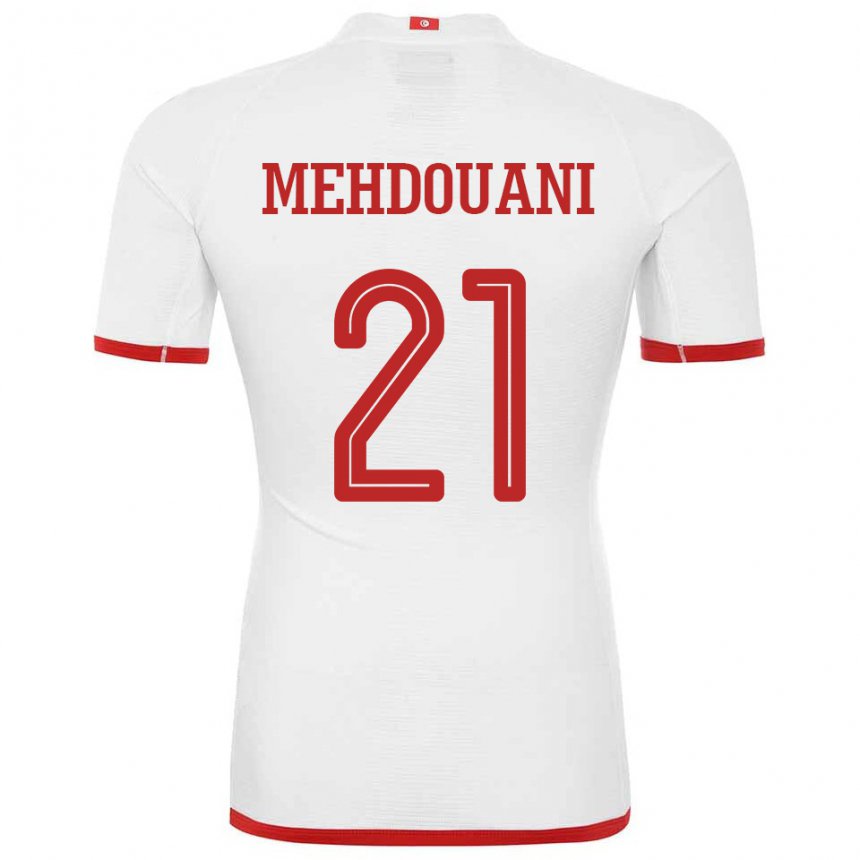 Enfant Maillot Tunisie Firas Mehdouani #21 Blanc Tenues Extérieur 22-24 T-shirt Suisse