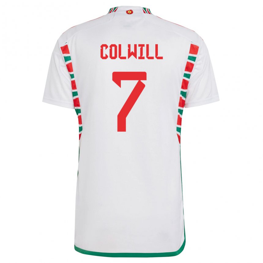 Enfant Maillot Pays De Galles Joel Colwill #7 Blanc Tenues Extérieur 22-24 T-shirt Suisse