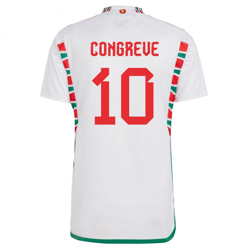 Kinder Walisische Cameron Congreve #10 Weiß Auswärtstrikot Trikot 22-24 T-shirt Schweiz