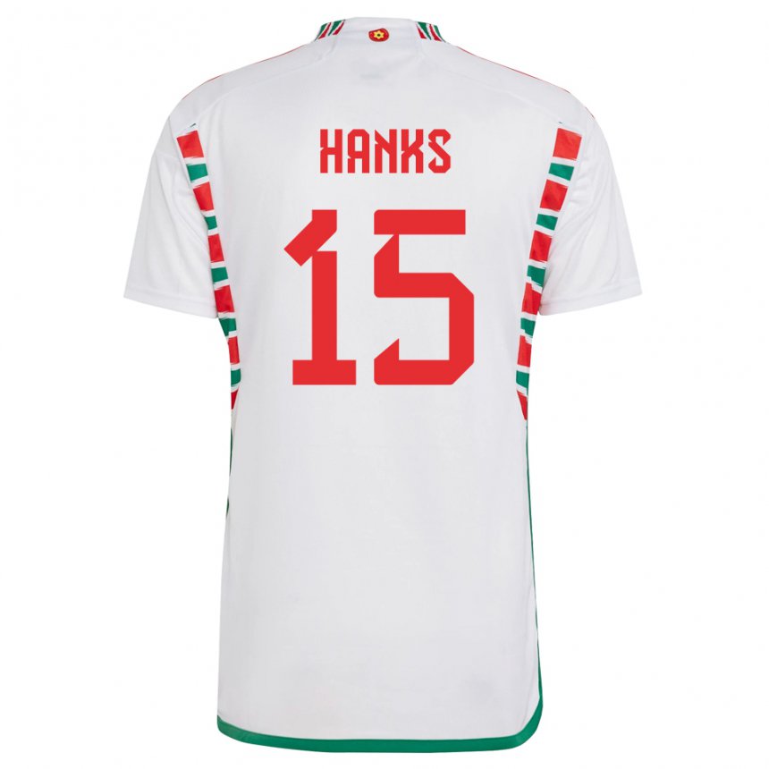 Kinder Walisische Justin Hanks #15 Weiß Auswärtstrikot Trikot 22-24 T-shirt Schweiz