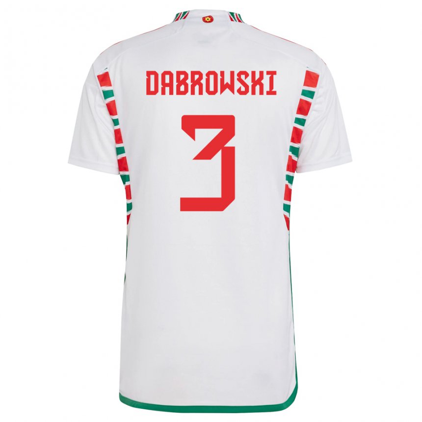 Kinder Walisische Sebastian Dabrowski #3 Weiß Auswärtstrikot Trikot 22-24 T-shirt Schweiz