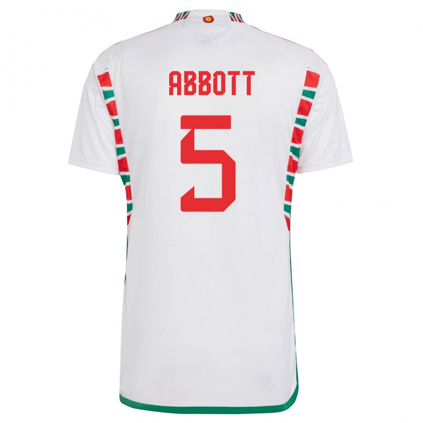 Kinder Walisische George Abbott #5 Weiß Auswärtstrikot Trikot 22-24 T-shirt Schweiz