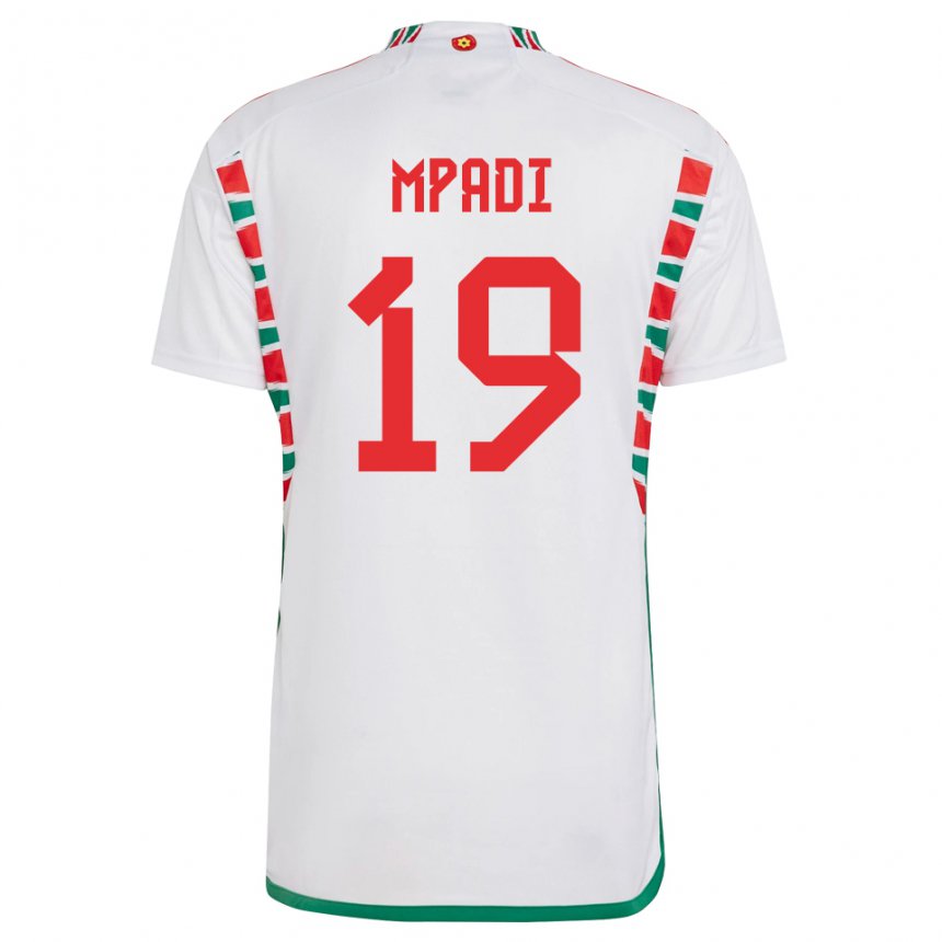 Kinder Walisische Japhet Mpadi #19 Weiß Auswärtstrikot Trikot 22-24 T-shirt Schweiz