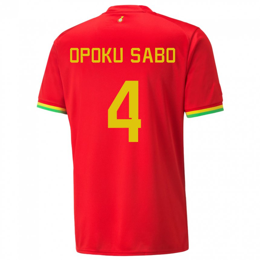 Kinder Ghanaische Alex Opoku Sabo #4 Rot Auswärtstrikot Trikot 22-24 T-shirt Schweiz