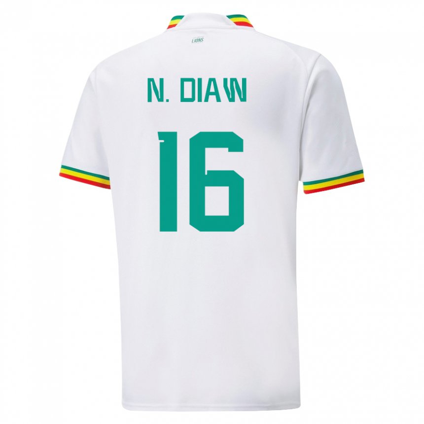 Homme Maillot Sénégal Ndeye Meissa Diaw #16 Blanc Tenues Domicile 22-24 T-shirt Suisse