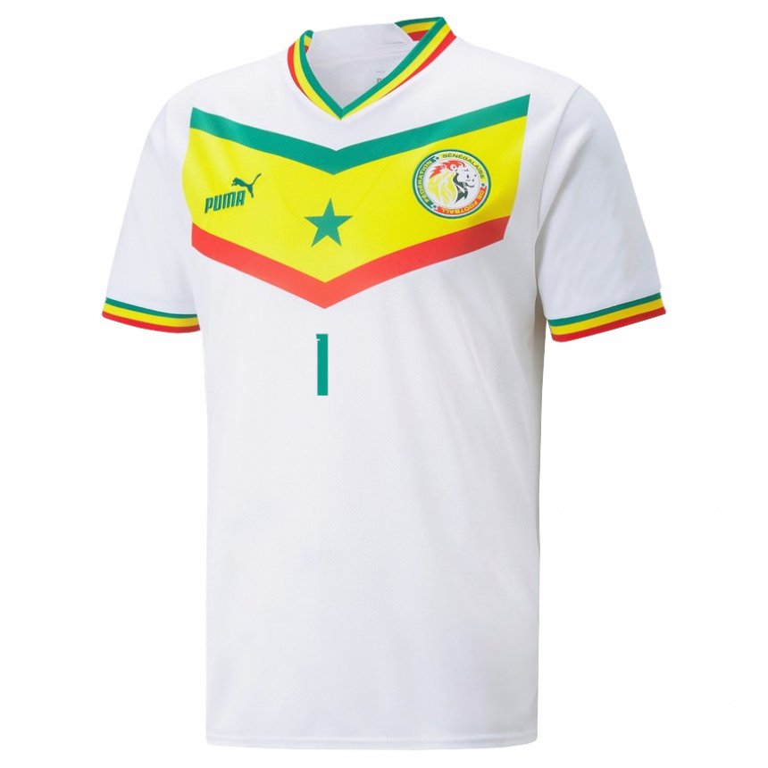 Homme Maillot Sénégal Cheikh Sarr #1 Blanc Tenues Domicile 22-24 T-shirt Suisse