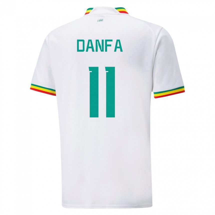 Homme Maillot Sénégal Mamadou Danfa #11 Blanc Tenues Domicile 22-24 T-shirt Suisse