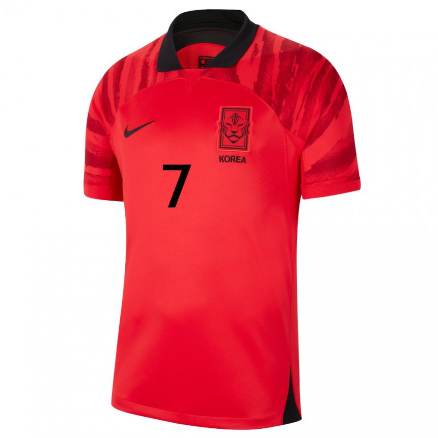 Herren Südkoreanische Lee Min A #7 Rot Schwarz Heimtrikot Trikot 22-24 T-shirt Schweiz