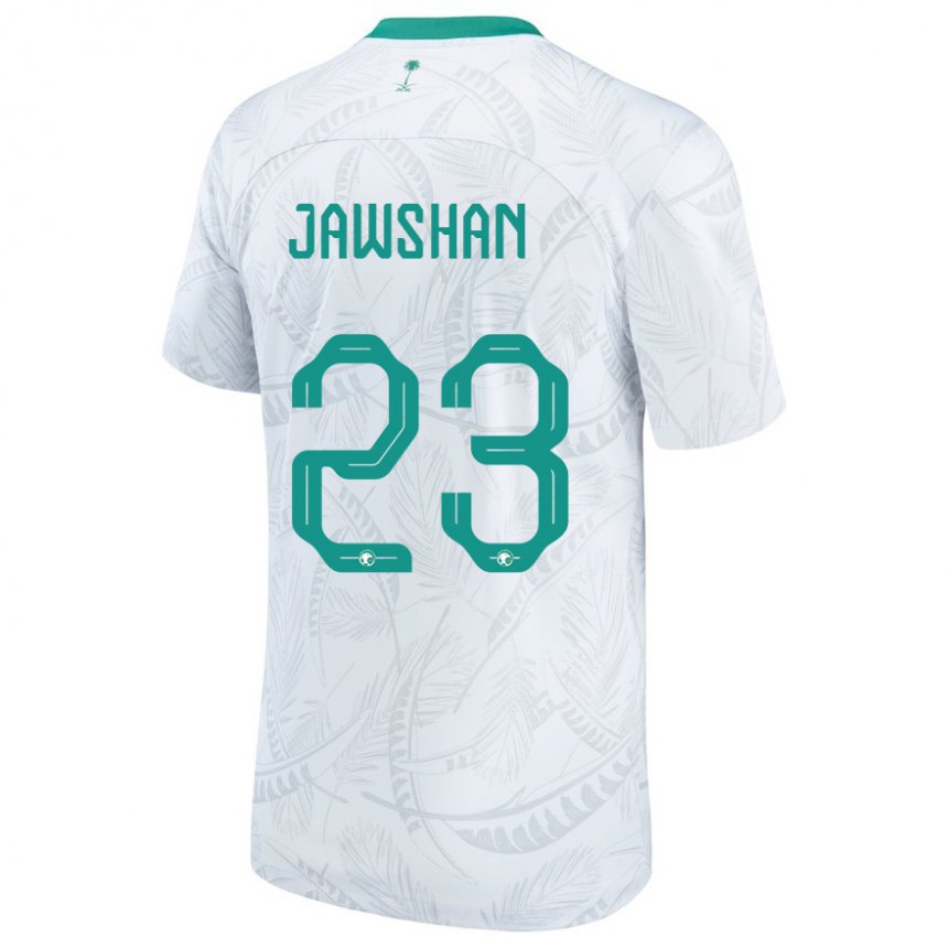 Homme Maillot Arabie Saoudite Yazeed Jawshan #23 Blanc Tenues Domicile 22-24 T-shirt Suisse