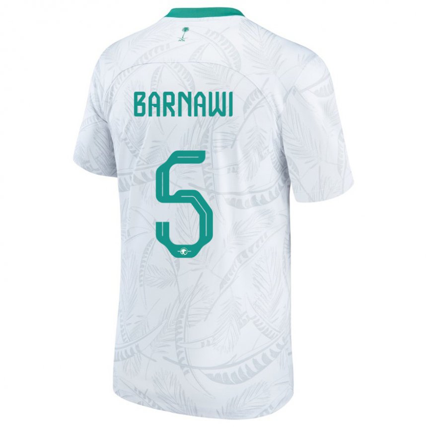 Homme Maillot Arabie Saoudite Abdulsalam Barnawi #5 Blanc Tenues Domicile 22-24 T-shirt Suisse