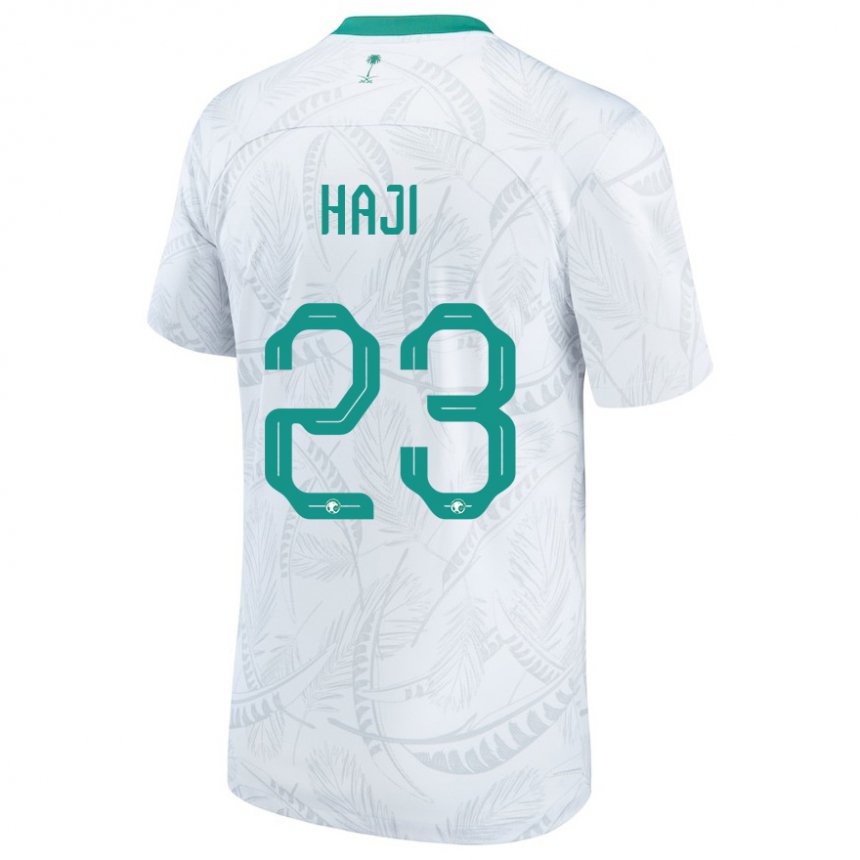 Homme Maillot Arabie Saoudite Talal Haji #23 Blanc Tenues Domicile 22-24 T-shirt Suisse