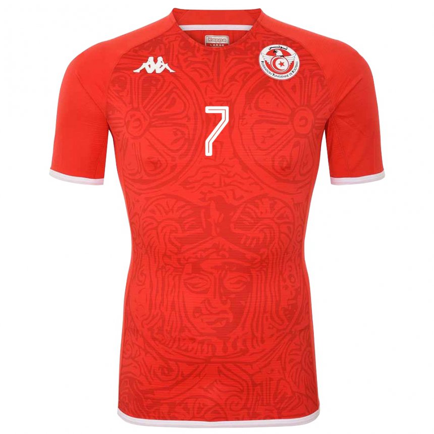 Homme Maillot Tunisie Ella Kaabachi #7 Rouge Tenues Domicile 22-24 T-shirt Suisse