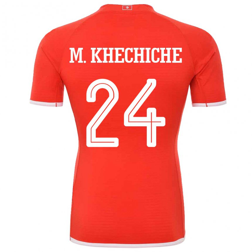 Herren Tunesische Mohamed Amine Khechiche #24 Rot Heimtrikot Trikot 22-24 T-shirt Schweiz