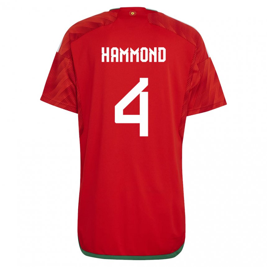 Herren Walisische Ben Hammond #4 Rot Heimtrikot Trikot 22-24 T-shirt Schweiz