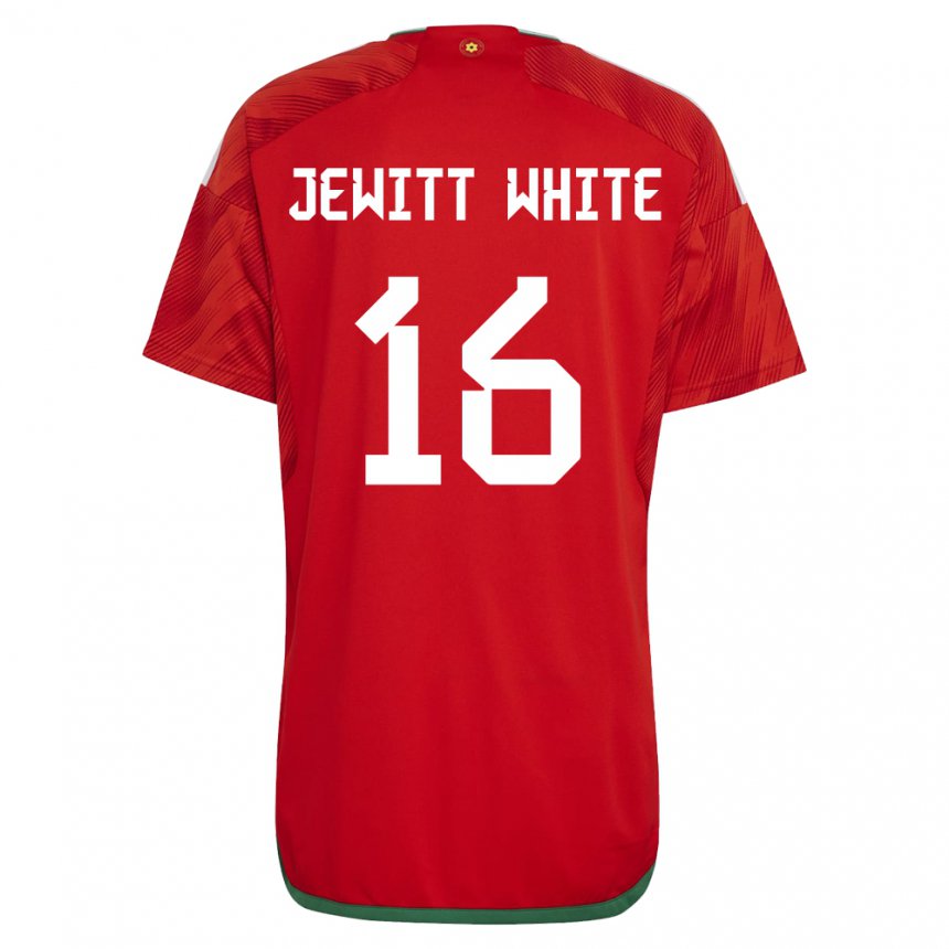 Herren Walisische Harry Jewitt White #16 Rot Heimtrikot Trikot 22-24 T-shirt Schweiz