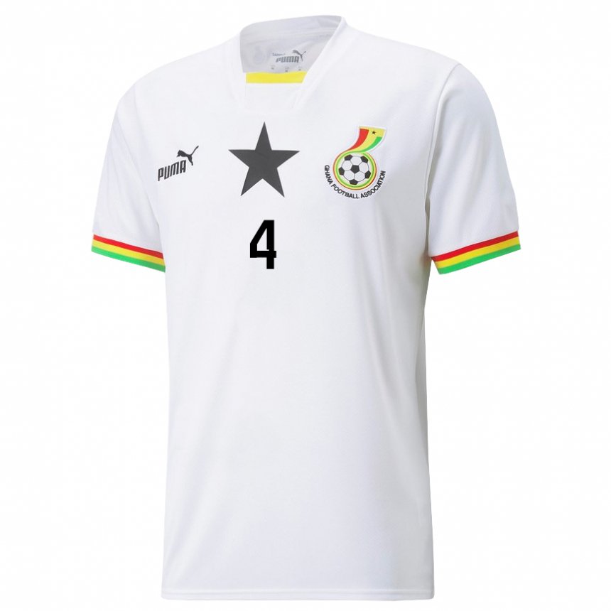 Homme Maillot Ghana Janet Egyir #4 Blanc Tenues Domicile 22-24 T-shirt Suisse