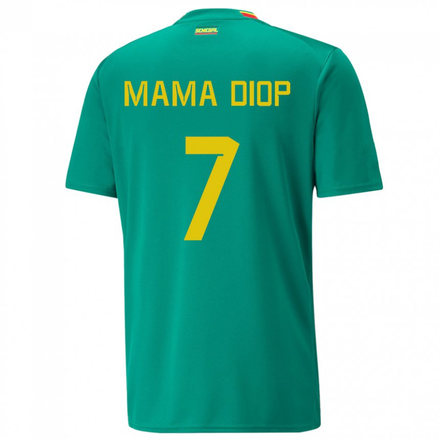 Homme Maillot Sénégal Mama Diop #7 Vert Tenues Extérieur 22-24 T-shirt Suisse