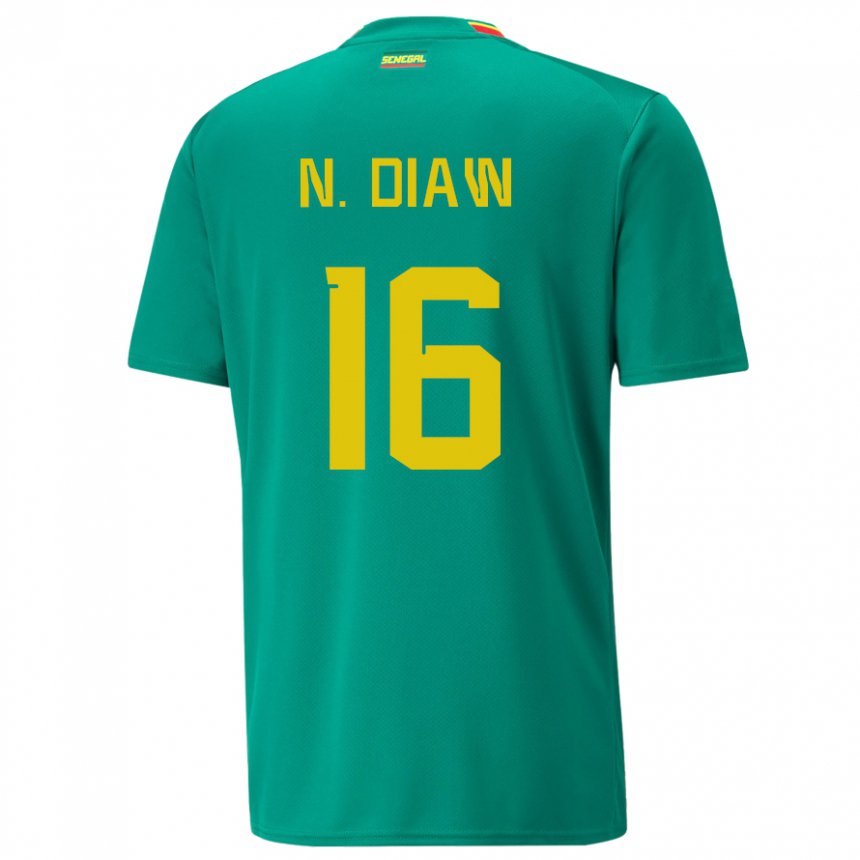 Homme Maillot Sénégal Ndeye Meissa Diaw #16 Vert Tenues Extérieur 22-24 T-shirt Suisse