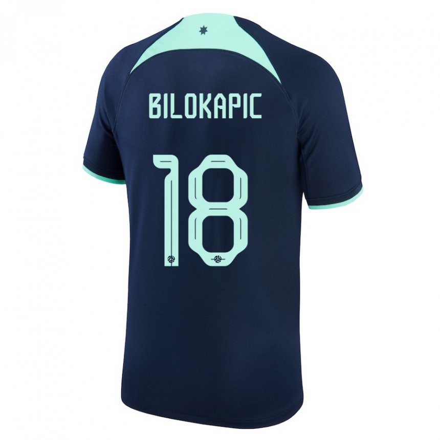 Herren Australische Nicholas Bilokapic #18 Dunkelblau Auswärtstrikot Trikot 22-24 T-shirt Schweiz
