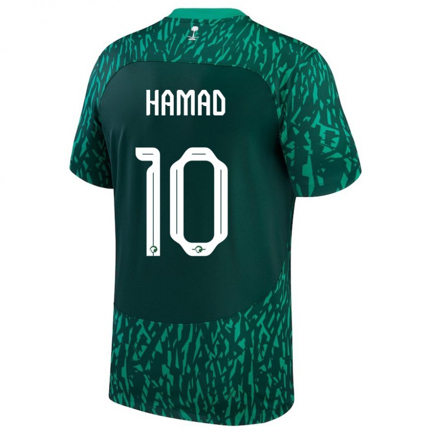 Herren Saudi-arabische Sarah Hamad #10 Dunkelgrün Auswärtstrikot Trikot 22-24 T-shirt Schweiz