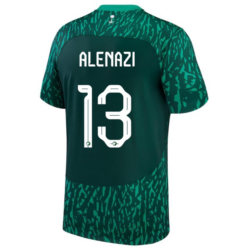 Herren Saudi-arabische Abdullah Alenazi #13 Dunkelgrün Auswärtstrikot Trikot 22-24 T-shirt Schweiz