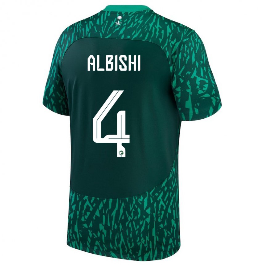 Homme Maillot Arabie Saoudite Abdullah Albishi #4 Vert Foncé Tenues Extérieur 22-24 T-shirt Suisse