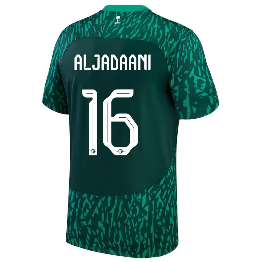 Homme Maillot Arabie Saoudite Nawaf Aljadaani #16 Vert Foncé Tenues Extérieur 22-24 T-shirt Suisse