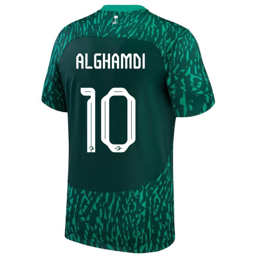 Herren Saudi-arabische Ahmad Alghamdi #10 Dunkelgrün Auswärtstrikot Trikot 22-24 T-shirt Schweiz