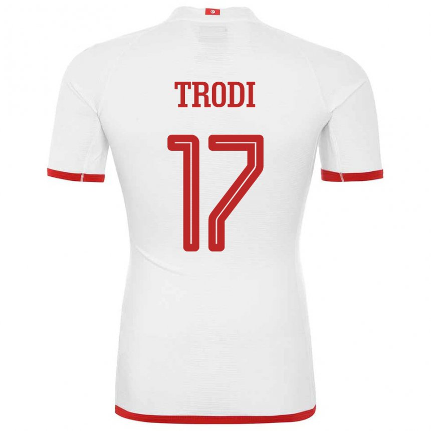 Homme Maillot Tunisie Imen Trodi #17 Blanc Tenues Extérieur 22-24 T-shirt Suisse