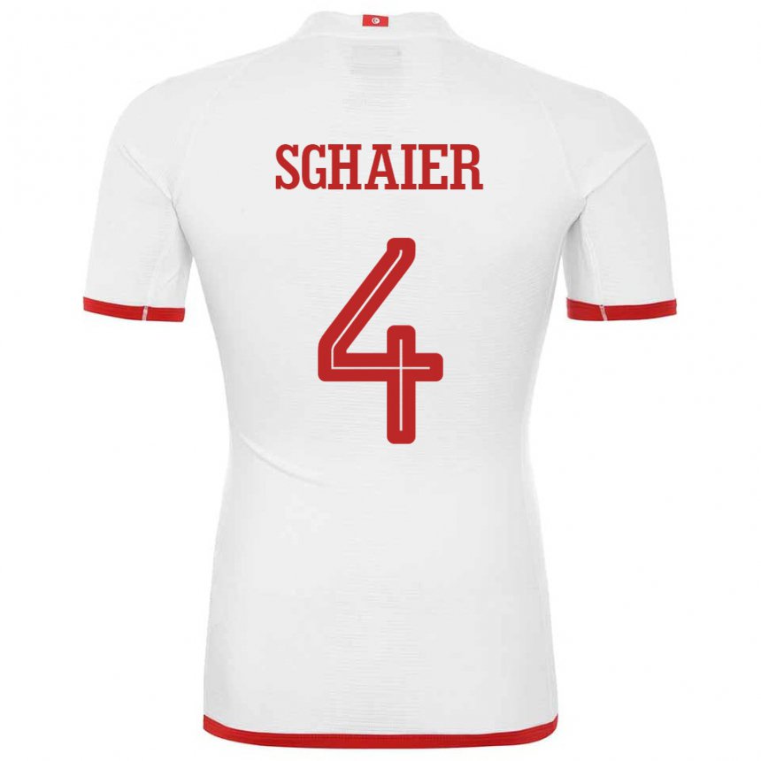 Herren Tunesische Makrem Sghaier #4 Weiß Auswärtstrikot Trikot 22-24 T-shirt Schweiz