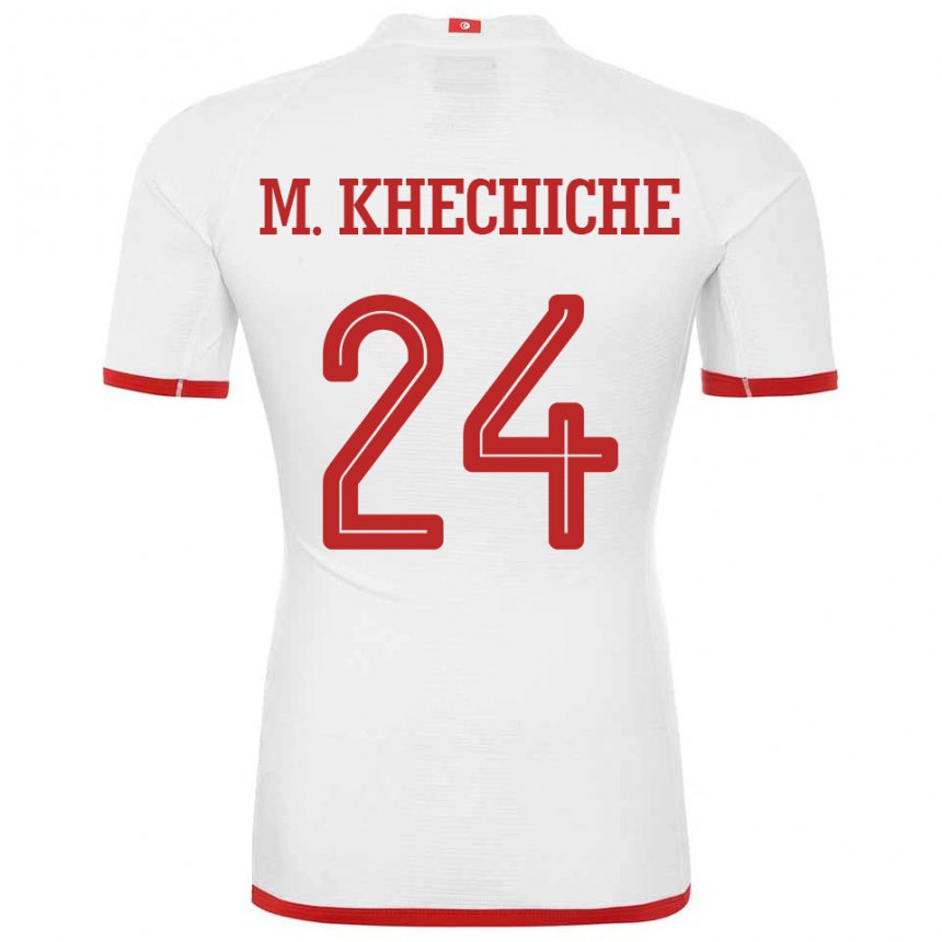 Homme Maillot Tunisie Mohamed Amine Khechiche #24 Blanc Tenues Extérieur 22-24 T-shirt Suisse