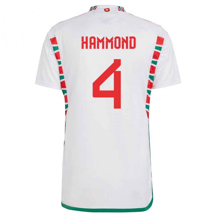 Herren Walisische Ben Hammond #4 Weiß Auswärtstrikot Trikot 22-24 T-shirt Schweiz