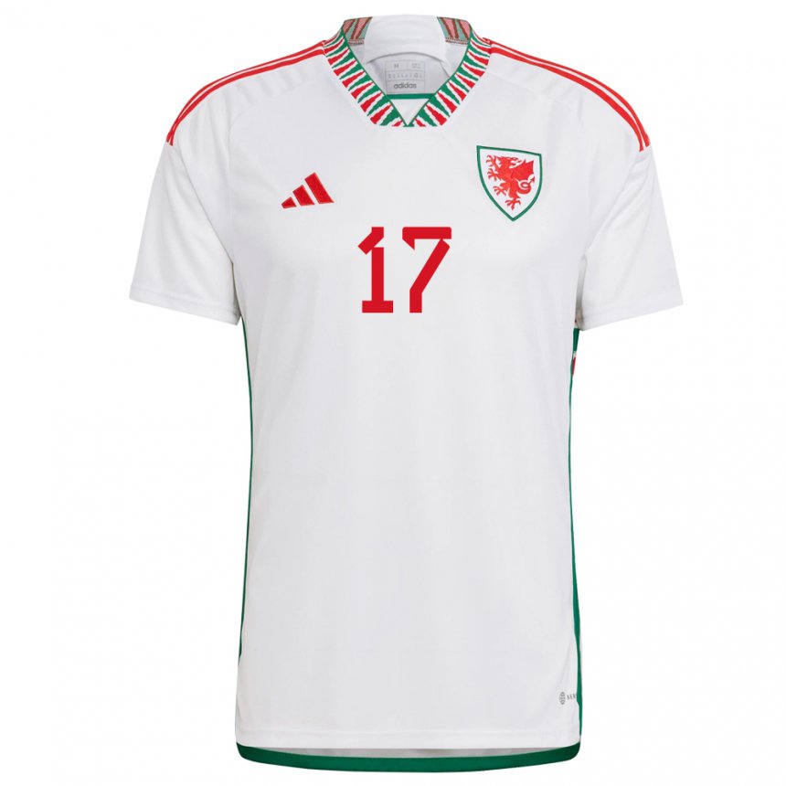 Homme Maillot Pays De Galles Zac Bell #17 Blanc Tenues Extérieur 22-24 T-shirt Suisse