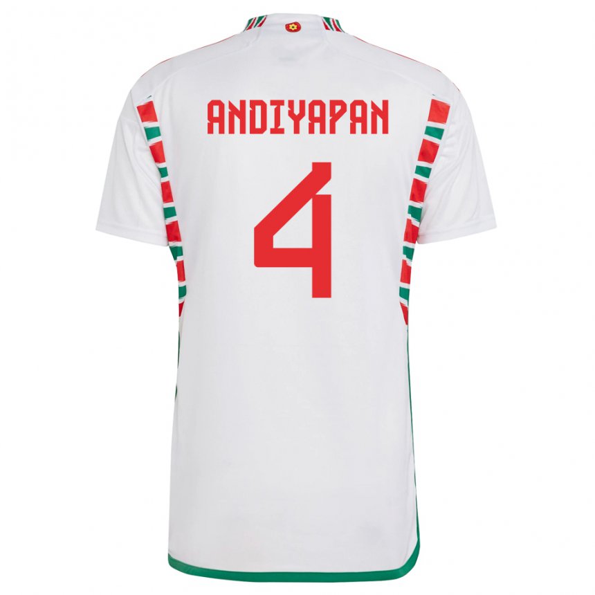 Herren Walisische William Andiyapan #4 Weiß Auswärtstrikot Trikot 22-24 T-shirt Schweiz