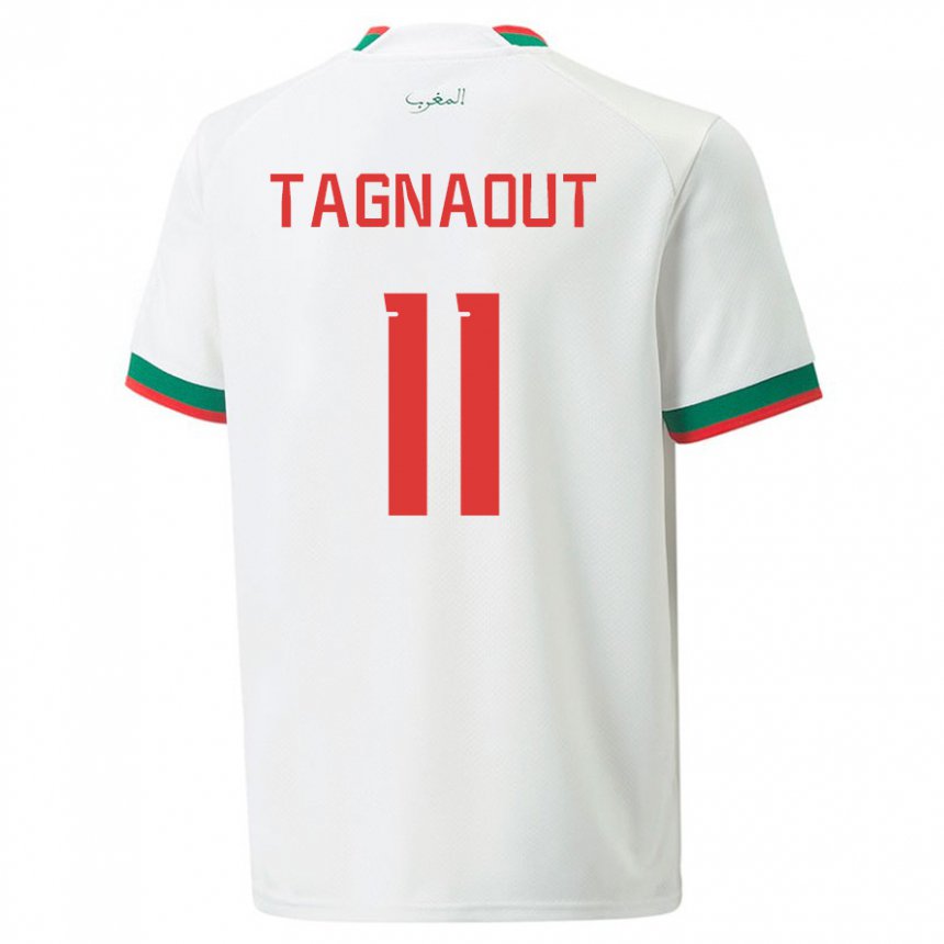 Homme Maillot Maroc Fatima Tagnaout #11 Blanc Tenues Extérieur 22-24 T-shirt Suisse