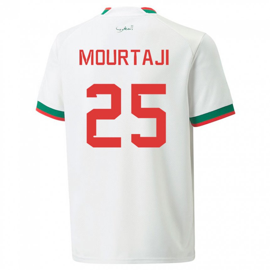 Homme Maillot Maroc Chaymaa Mourtaji #25 Blanc Tenues Extérieur 22-24 T-shirt Suisse