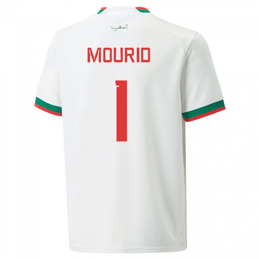 Homme Maillot Maroc Taha Mourid #1 Blanc Tenues Extérieur 22-24 T-shirt Suisse