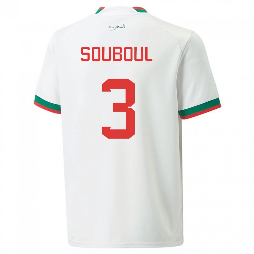 Homme Maillot Maroc Mohamed Souboul #3 Blanc Tenues Extérieur 22-24 T-shirt Suisse