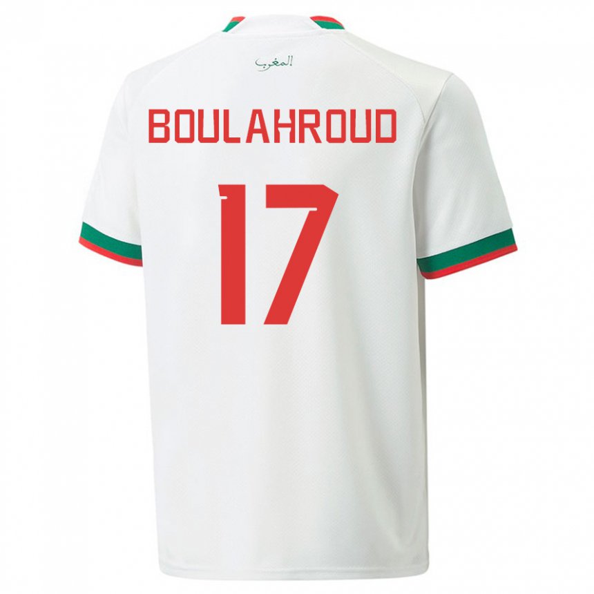 Homme Maillot Maroc Charaf Eddine Boulahroud #17 Blanc Tenues Extérieur 22-24 T-shirt Suisse