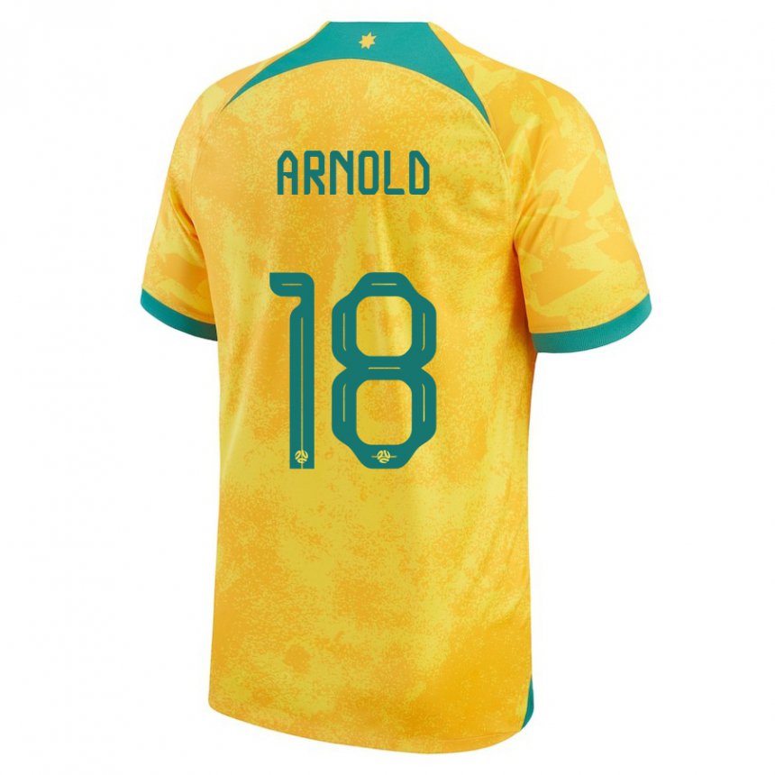 Femme Maillot Australie Mackenzie Arnold #18 Doré Tenues Domicile 22-24 T-shirt Suisse