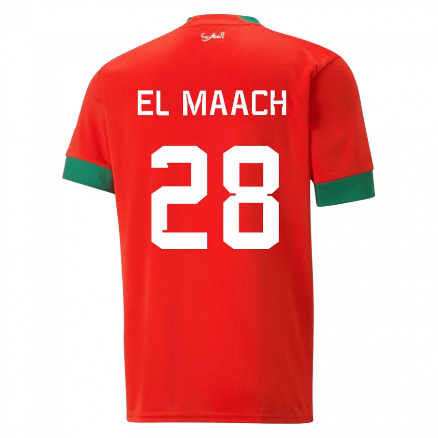 Femme Maillot Maroc Fouad El Maach #28 Rouge Tenues Domicile 22-24 T-shirt Suisse