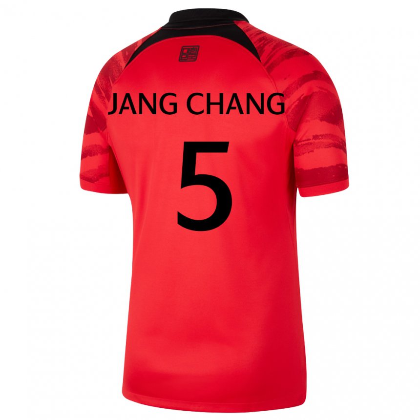 Damen Südkoreanische Jang Chang #5 Rot Schwarz Heimtrikot Trikot 22-24 T-shirt Schweiz