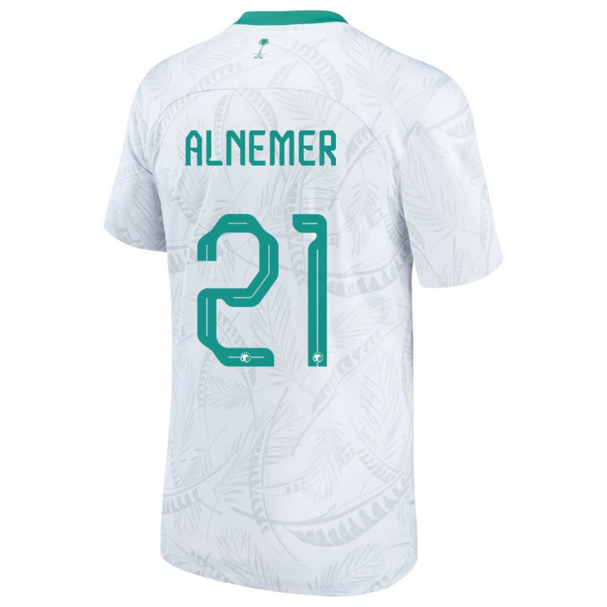 Femme Maillot Arabie Saoudite Meshari Alnemer #21 Blanc Tenues Domicile 22-24 T-shirt Suisse