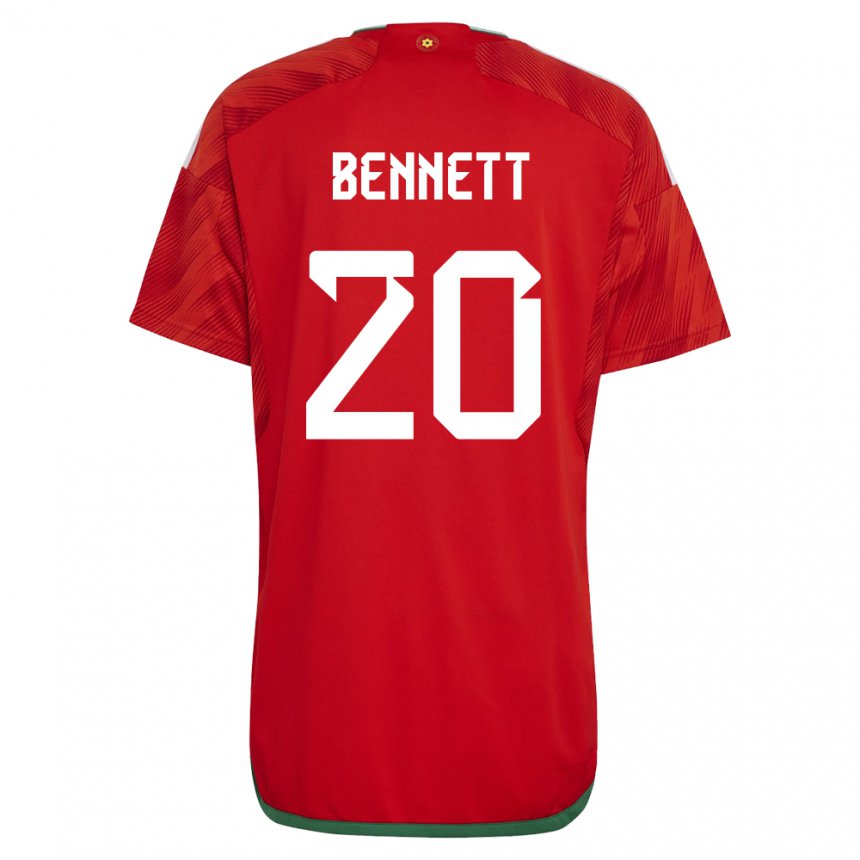 Damen Walisische Aaron Bennett #20 Rot Heimtrikot Trikot 22-24 T-shirt Schweiz