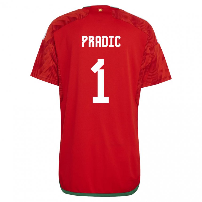 Damen Walisische James Pradic #1 Rot Heimtrikot Trikot 22-24 T-shirt Schweiz