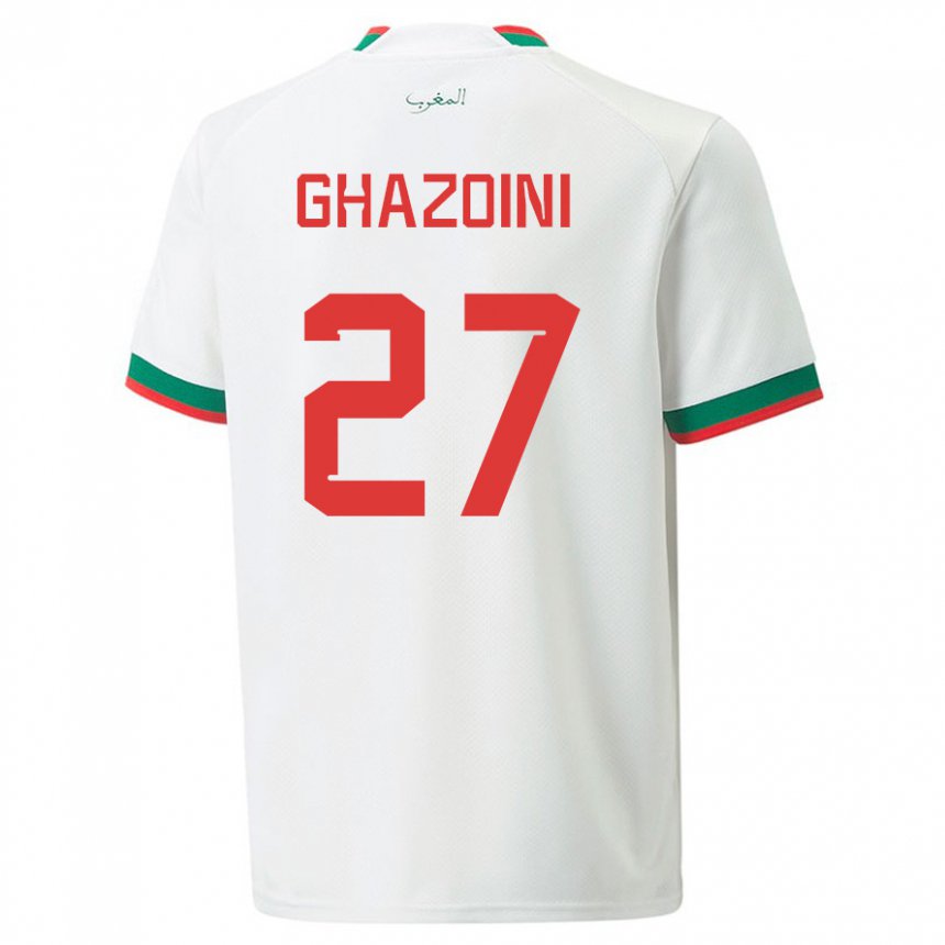 Femme Maillot Maroc Amine Ghazoini #27 Blanc Tenues Extérieur 22-24 T-shirt Suisse